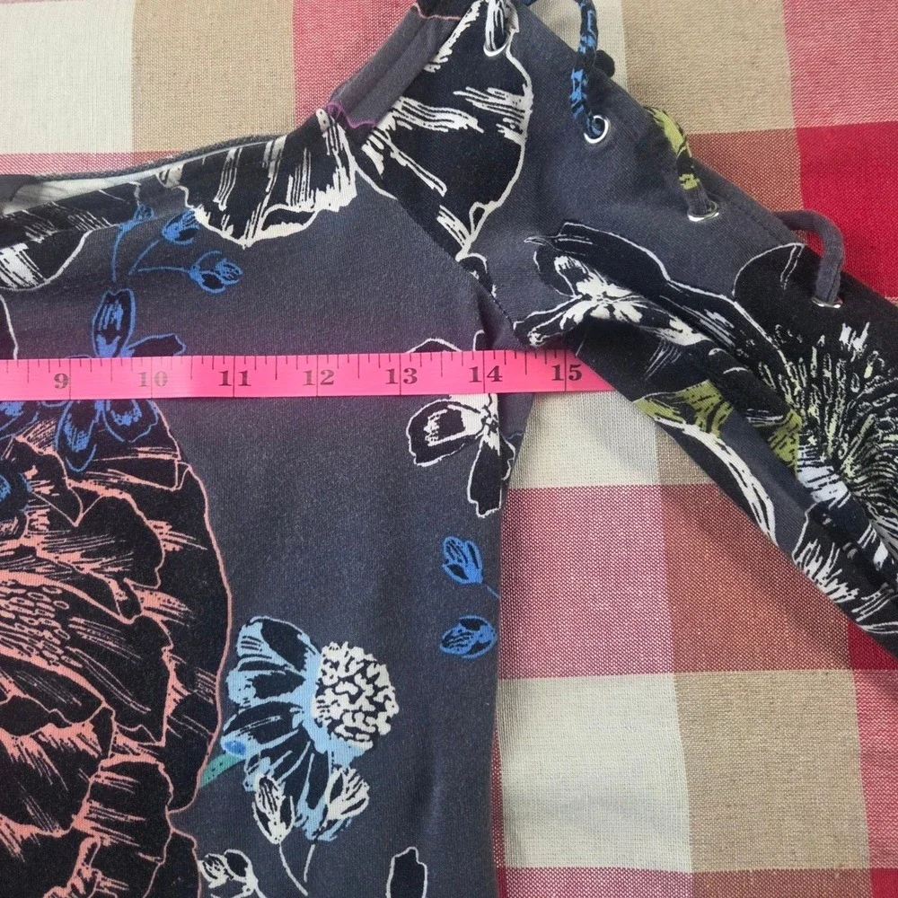 GUESS Y2K Dark Floral Lace Up Whimsigoth Long Sleeve Top Mystical Fairycore‎ - Picture 7 of 11
